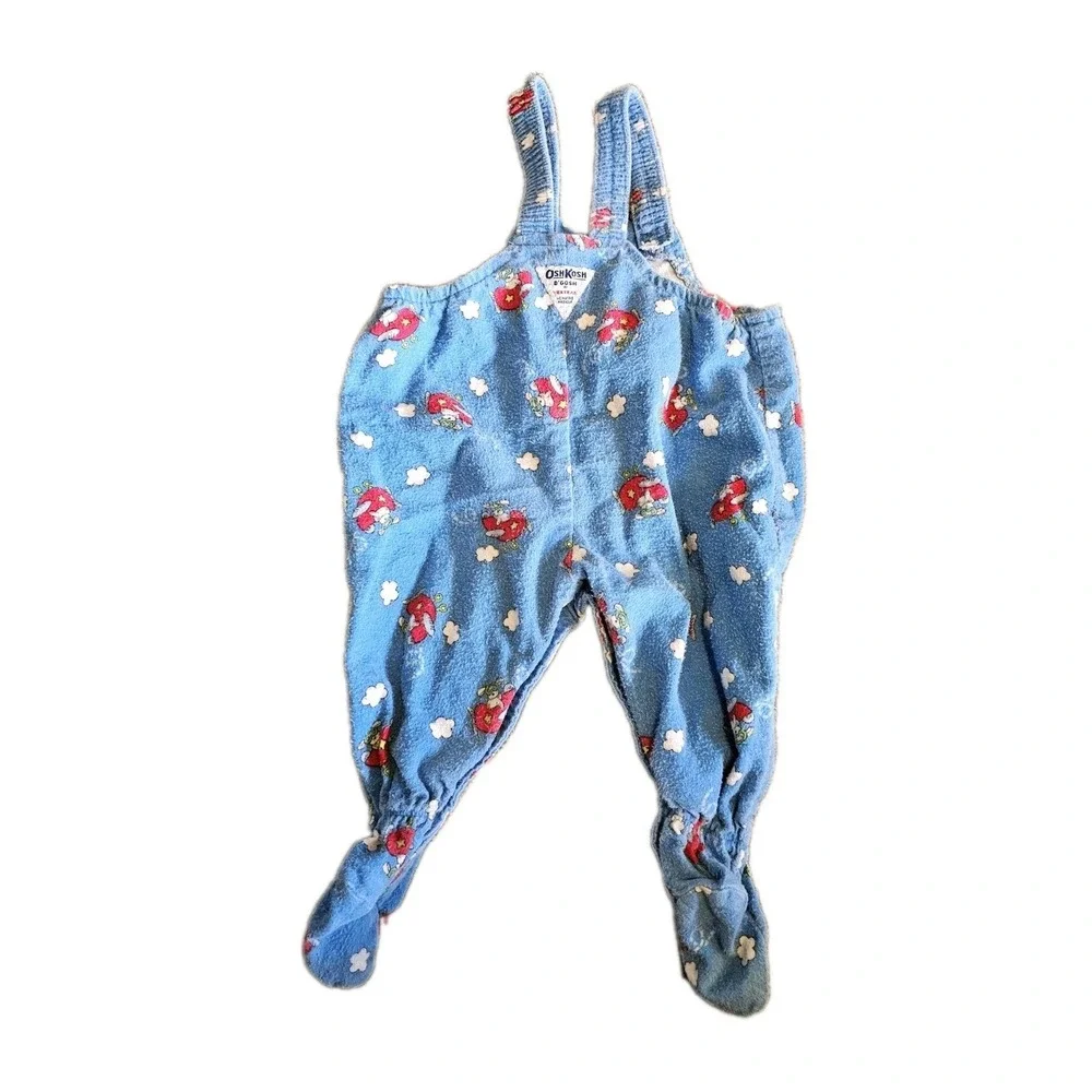 Oshkosh Overalls 6/9 m Blue Flannel Airplane  USA Vintage